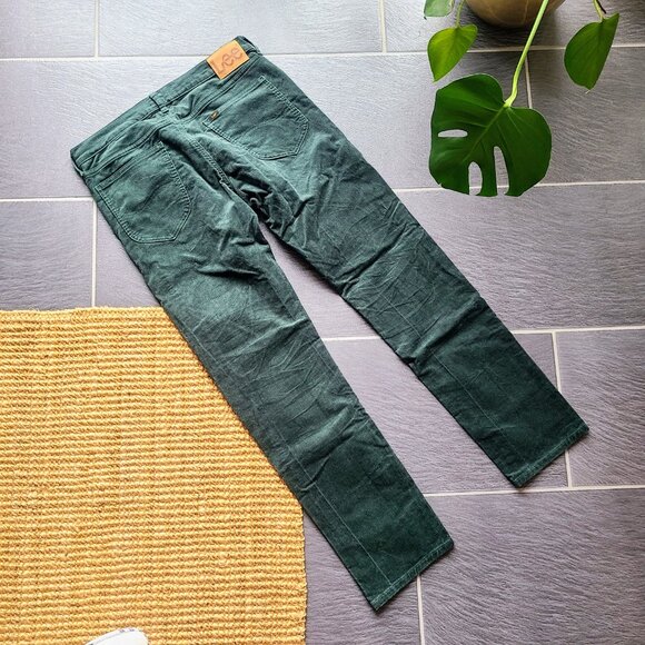 Lee Daren Zip Fly Green Corduroy Straight Leg Pants Men's Size W33 x L32 - Picture 4 of 5